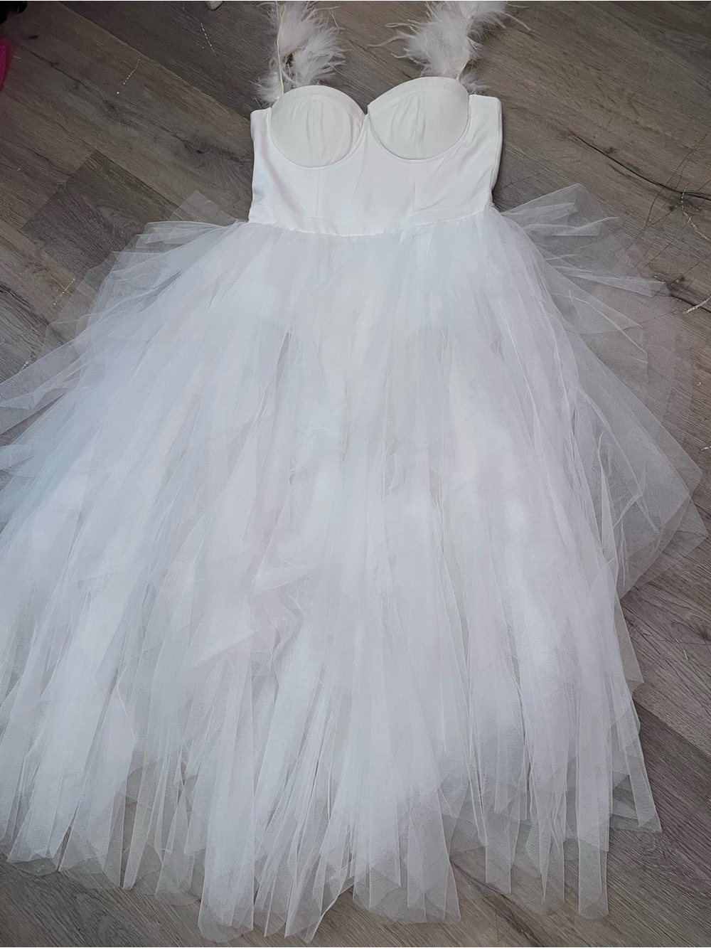 Fashion Nova White Strapless Tulle Ball Gown
